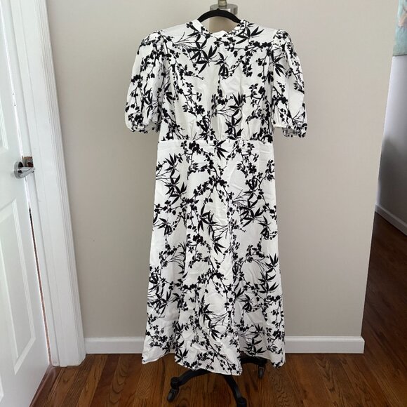 Zara Women's Floral Dress Black and White Cotton Size XL NWT - Picture 3 of 11